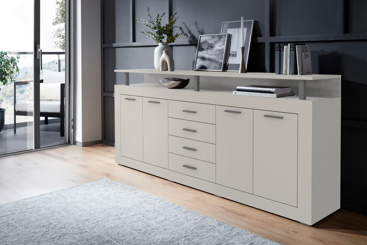 SIDEBOARD  in 195/88/38 cm  - Kaschmir/Anthrazit, Basics, Holzwerkstoff/Kunststoff (195/88/38cm) - Xora