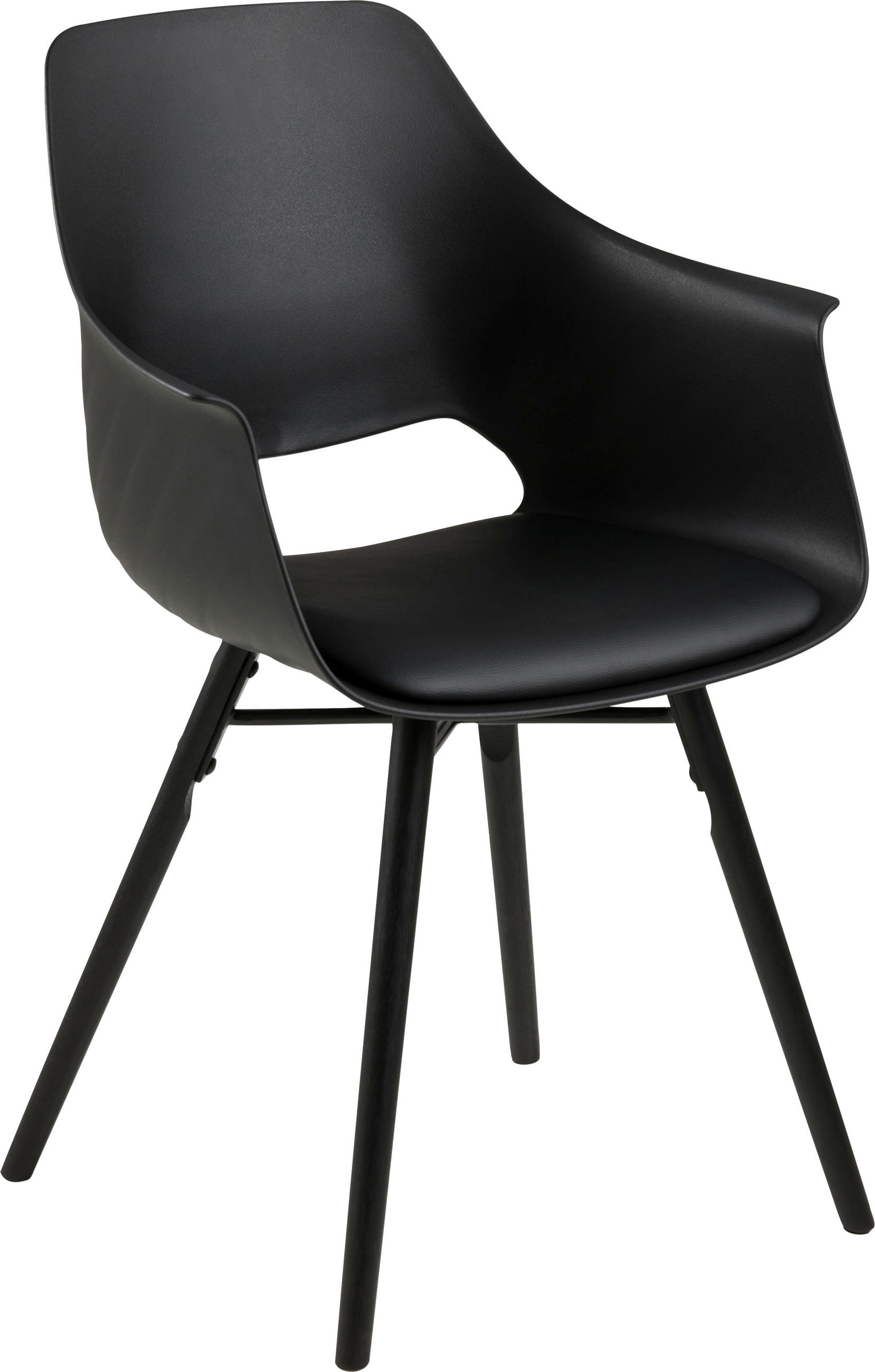 ARMLEHNSTUHL  in Lederlook matt  - Schwarz, Design, Holz/Kunststoff (57,0/85,0/52,5cm) - Ambia Home