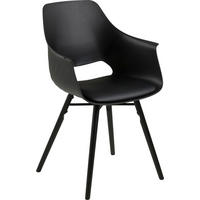 ARMLEHNSTUHL  in Lederlook matt  - Schwarz, Design, Holz/Kunststoff (57,0/85,0/52,5cm) - Ambia Home