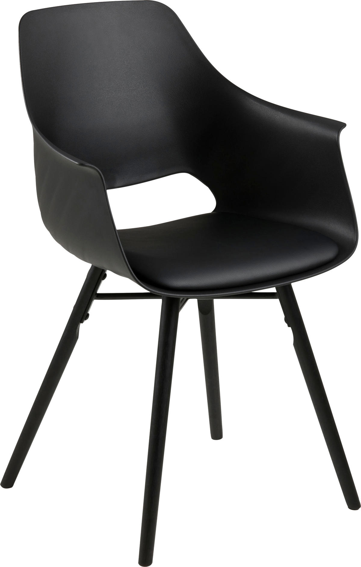 ARMLEHNSTUHL  in Lederlook matt  - Schwarz, Design, Holz/Kunststoff (57,0/85,0/52,5cm) - Ambia Home