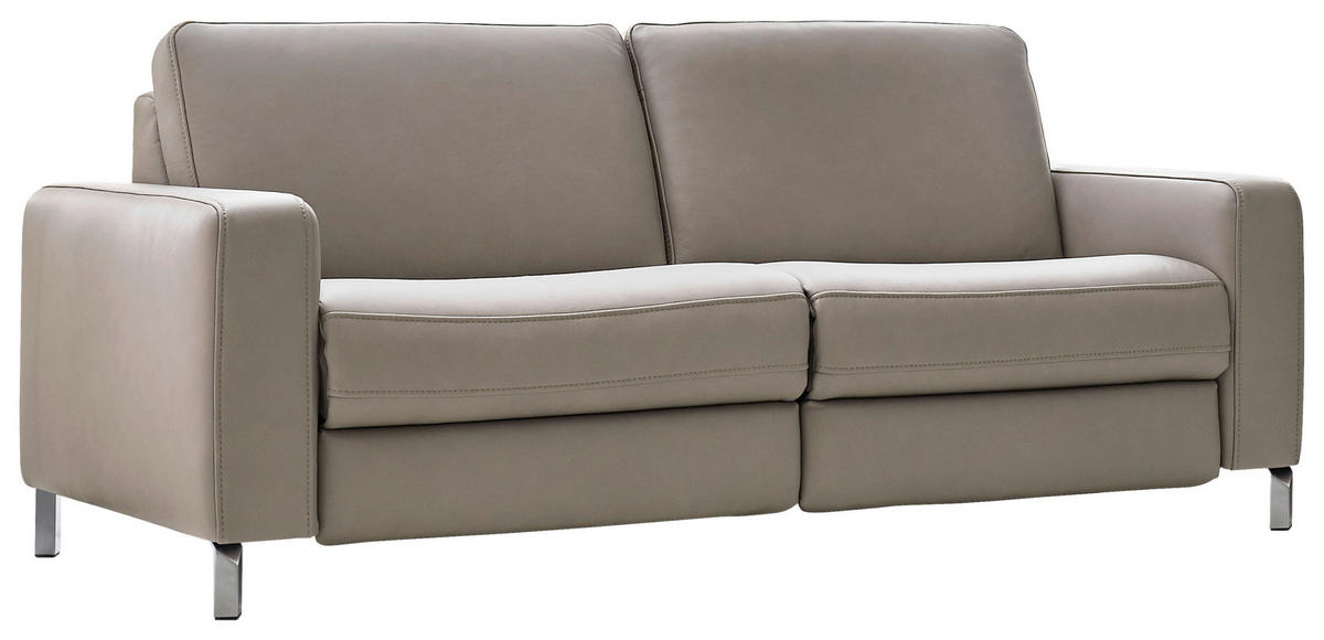 2,5-SITZER Echtleder Grau  - Chromfarben/Grau, Natur, Leder/Metall (188/85/95cm) - Valdera