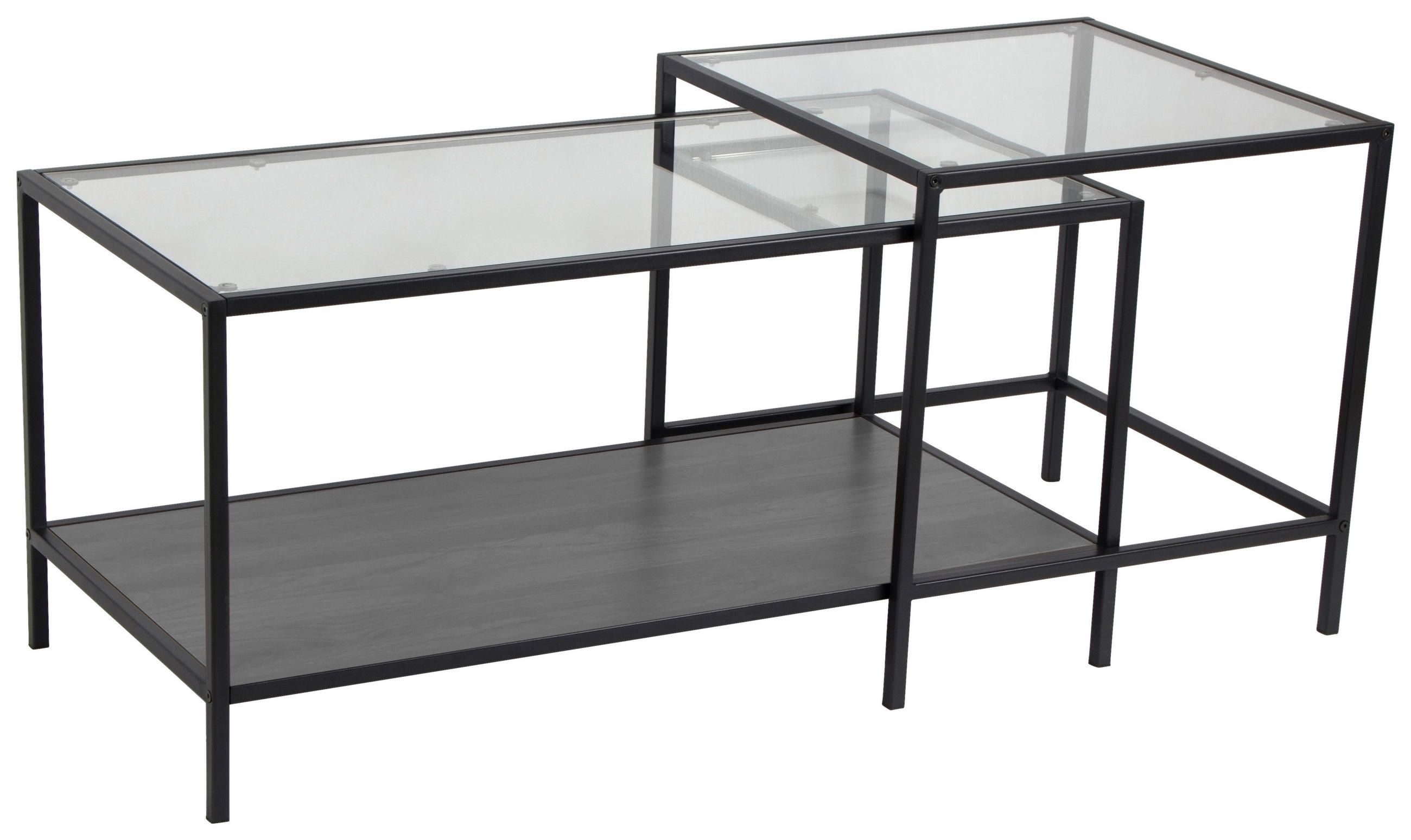 SATZTISCH Schwarz - Schwarz, Trend, Glas/Metall (90/50/45cm) - Carryhome