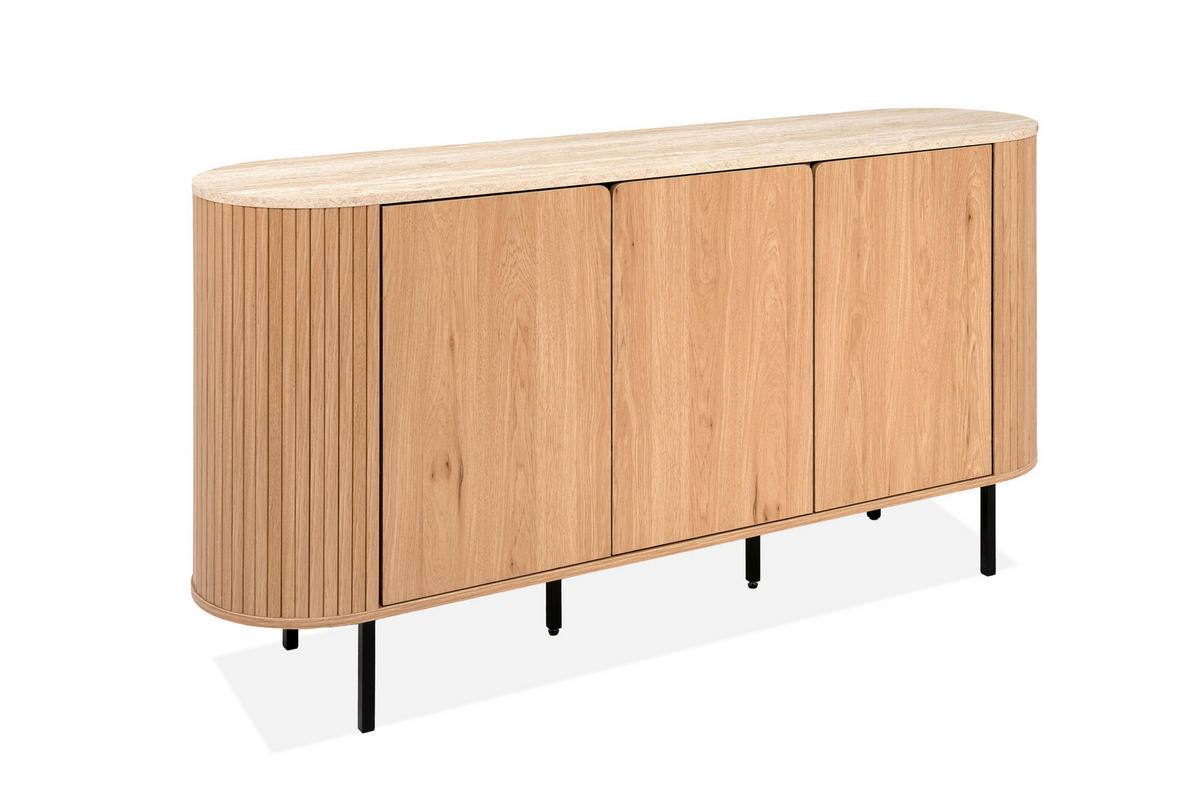 SIDEBOARD  160/80/40 cm  - Eichefarben/Schwarz, Design, Holzwerkstoff/Metall (160/80/40cm) - MID.YOU