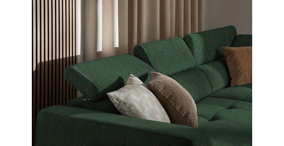 ECKSOFA in Struktur Grün 284/205 cm - Schwarz/Grün, Design, Kunststoff/Textil (284/205cm) - Xora