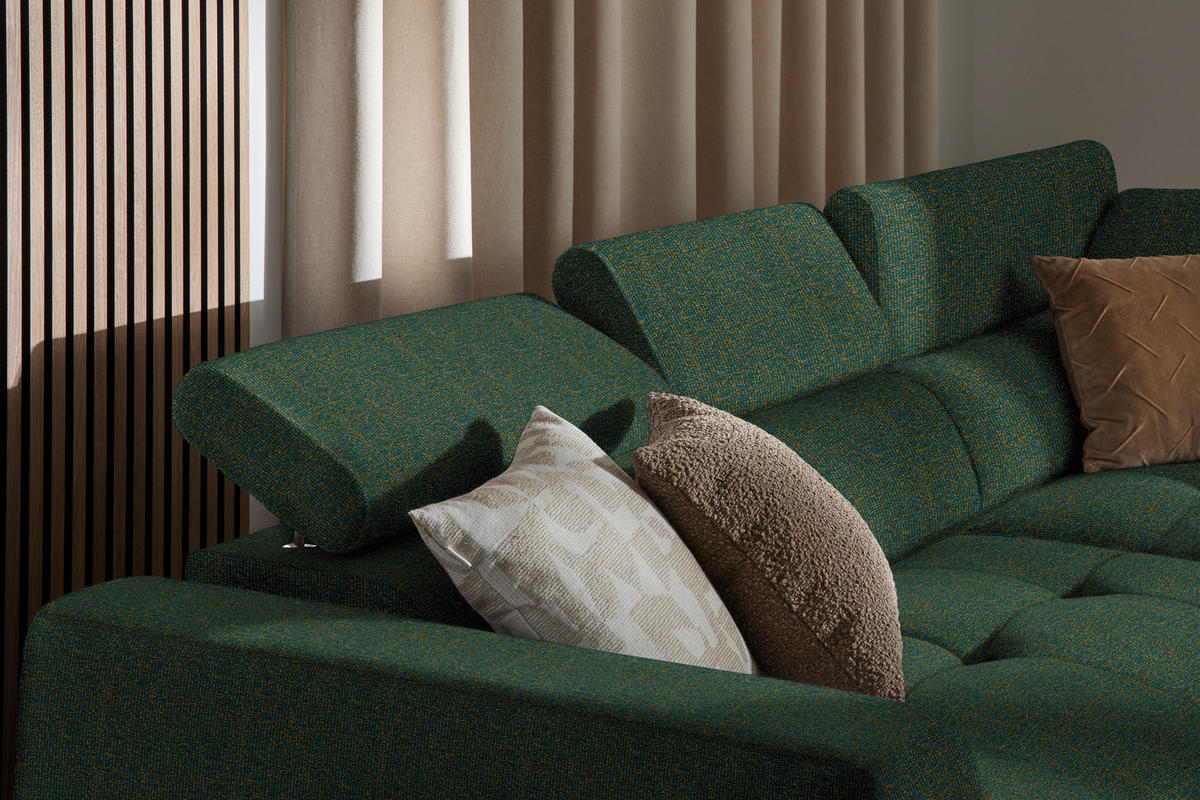 ECKSOFA in Struktur Grün  284/205 cm  - Schwarz/Grün, Design, Kunststoff/Textil (284/205cm) - Xora