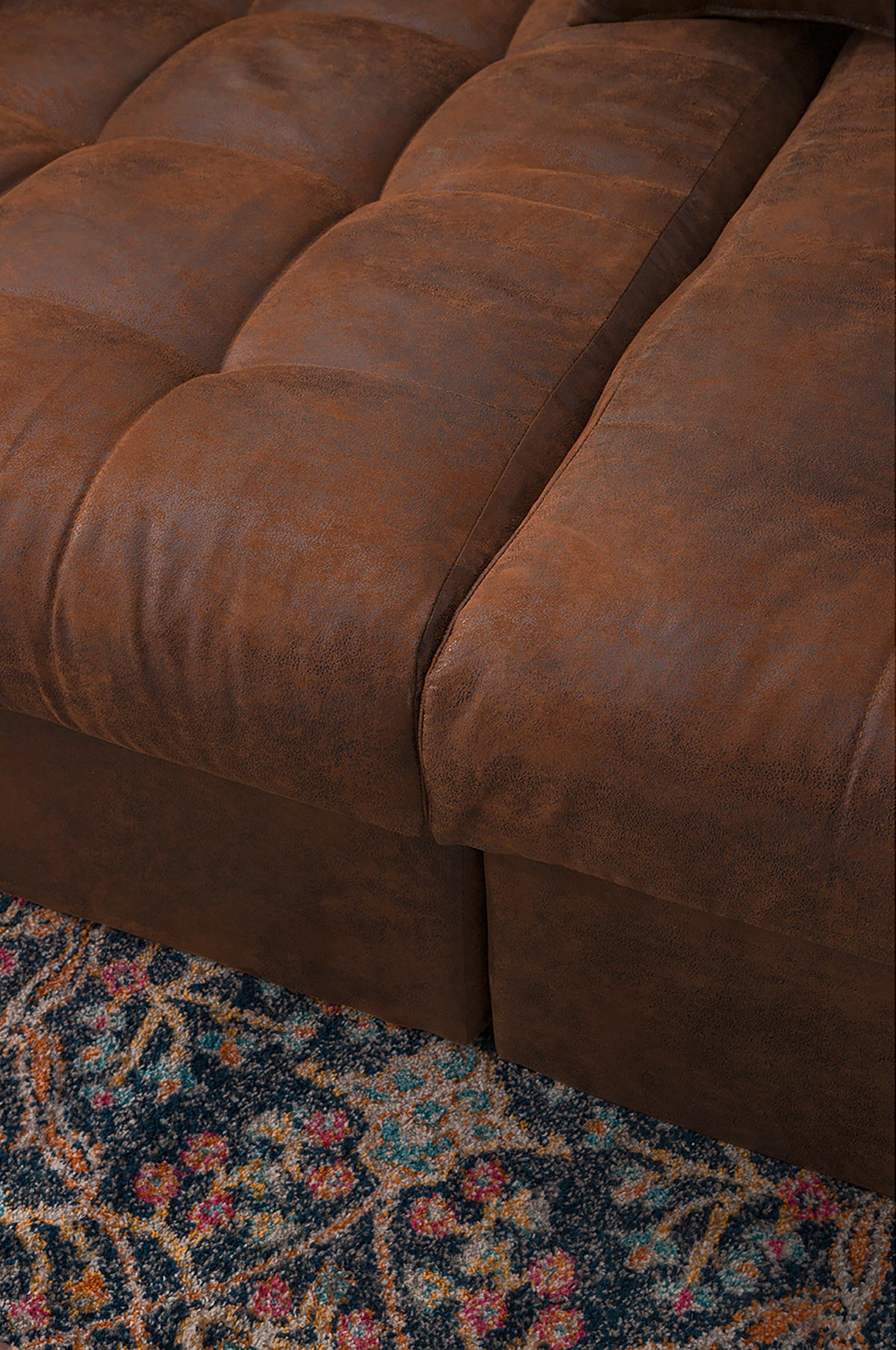 BIGSOFA in Lederlook (vegan) Braun  - Schwarz/Braun, Design, Kunststoff/Textil (284/94/148cm) - Livetastic