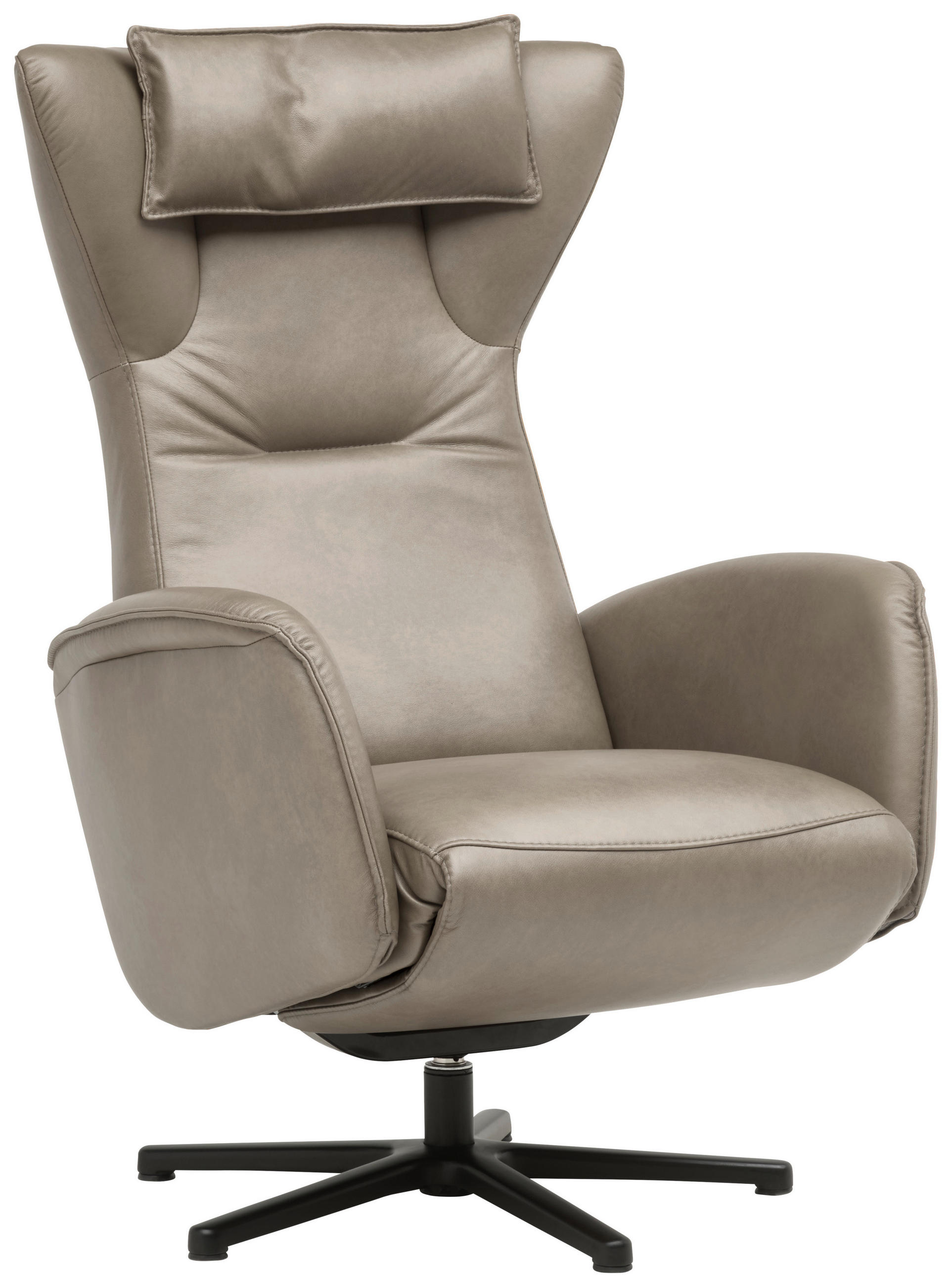 RELAXSESSEL 75/106/86 cm  in Leder Greige  - Greige/Schwarz, Design, Leder/Metall (75/106/86cm) - Valdera