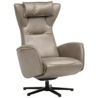 RELAXSESSEL Leder Greige  - Greige/Schwarz, Design, Leder/Metall (75/106/86cm) - Valdera