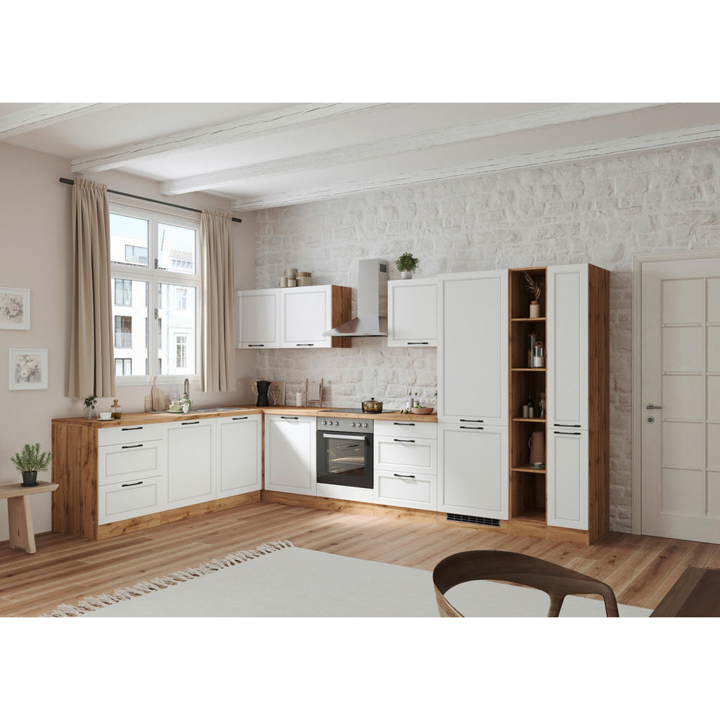 Eckküchen Meran Mit Geräten 240x360 Cm Weiß/eiche Dekor