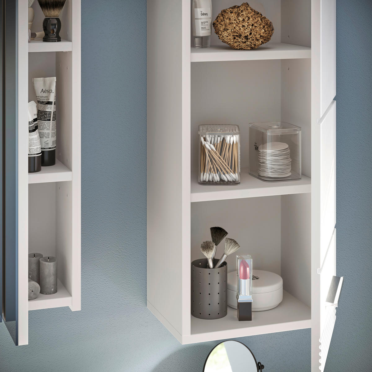 BADEZIMMER 5-teilig  in 120 cm  - Weiß Hochglanz/Silberfarben, MODERN, Glas/Holzwerkstoff (120cm) - MID.YOU