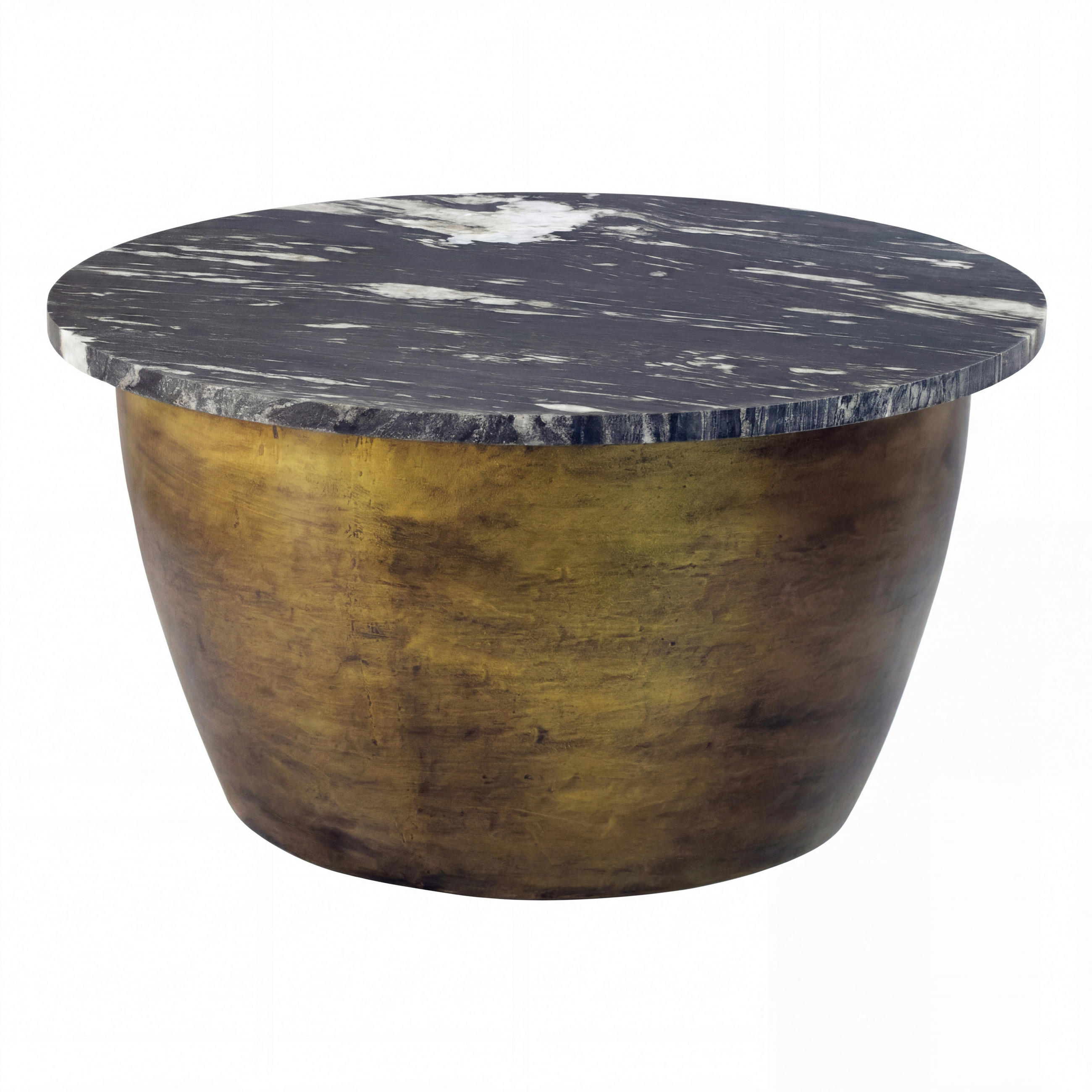 COUCHTISCH WL7.374 60/60/34 cm rund Schwarz, Goldfarben  - Goldfarben/Schwarz, Design, Stein/Metall (60/60/34cm) - MID.YOU