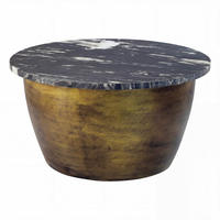 COUCHTISCH WL7.374 60/60/34 cm rund Schwarz, Goldfarben  - Goldfarben/Schwarz, Design, Stein/Metall (60/60/34cm) - MID.YOU