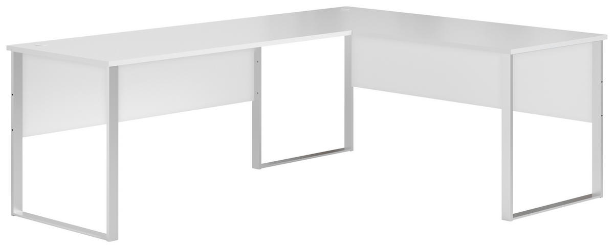 ECKSCHREIBTISCH 223/73/77 cm Weiss  - Weiss, Modern, Holzwerkstoff/Metall (223/73/77cm) - MID.YOU