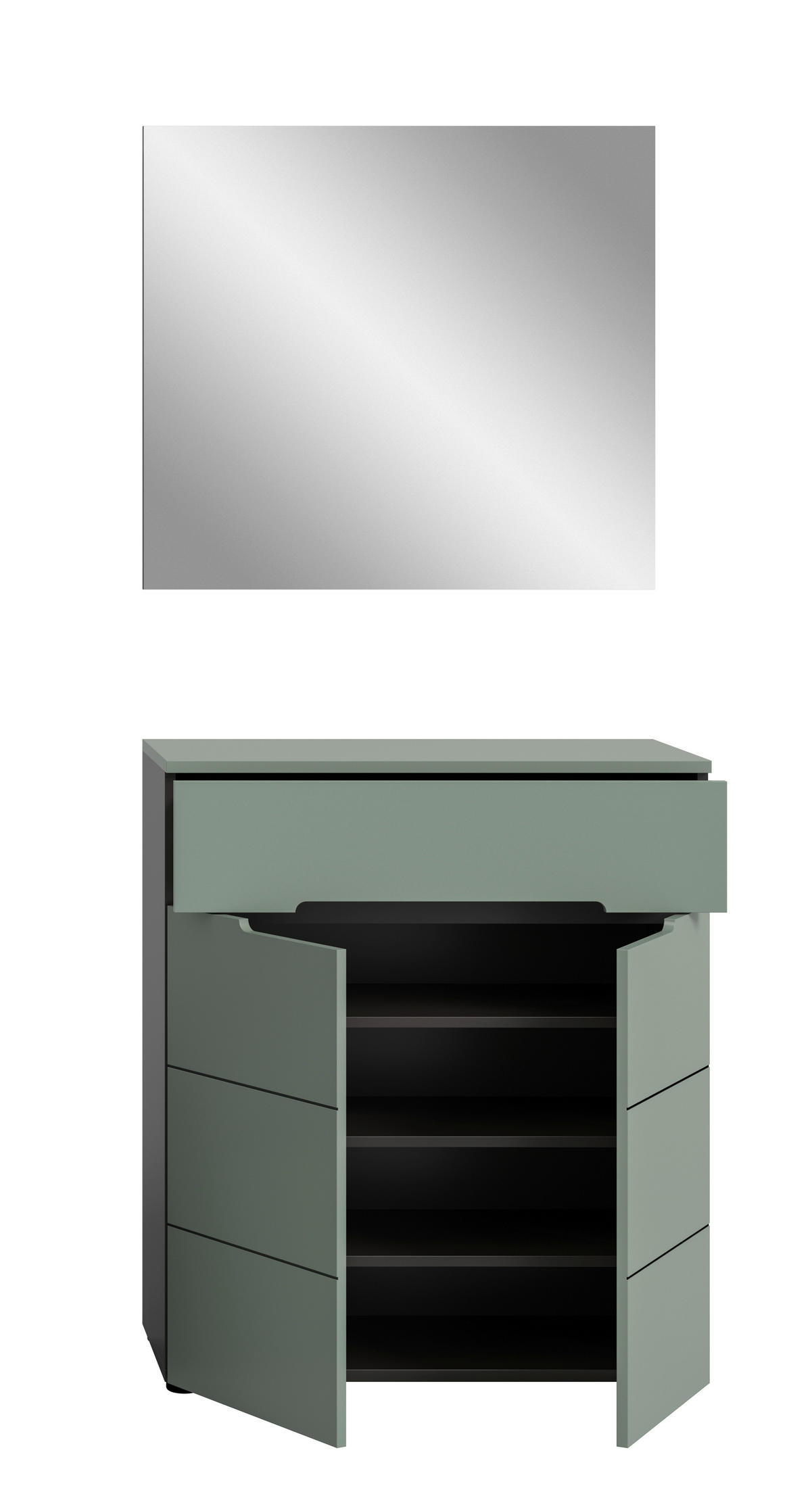 GARDEROBE 2-teilig  in 80/190/37 cm  - Graugrün/Grau, Design, Holzwerkstoff (80/190/37cm) - Livetastic