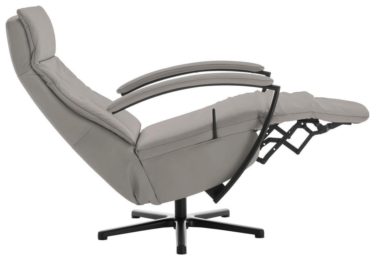 RELAXSESSEL in Leder Hellgrau  - Hellgrau/Schwarz, Design, Leder/Metall (76/112/83cm) - Beldomo Speed