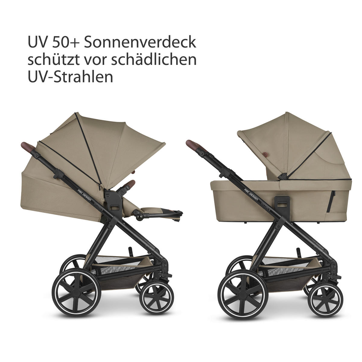 KINDERWAGENSET  Vicon 4  Reed  - Beige/Schwarz, Basics, Textil/Metall (91/61/110cm) - ABC Design