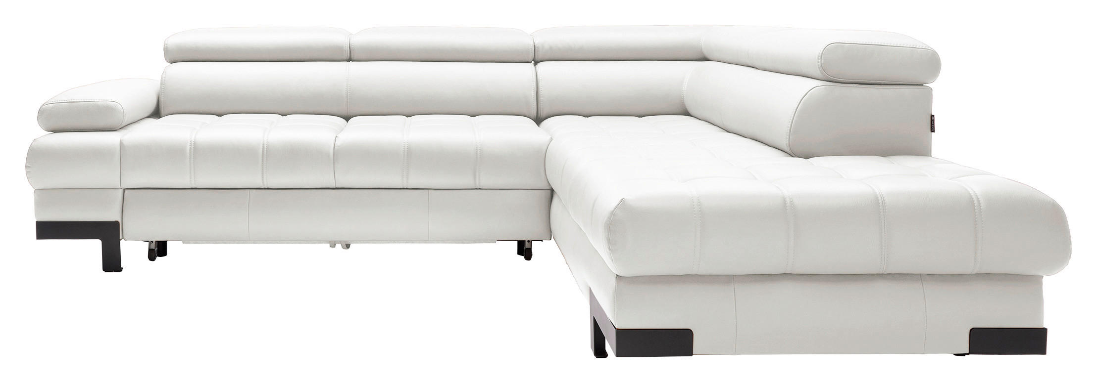 ECKSOFA Weiß Echtleder  - Schwarz/Weiß, MODERN, Leder/Metall (263/223cm) - Welnova