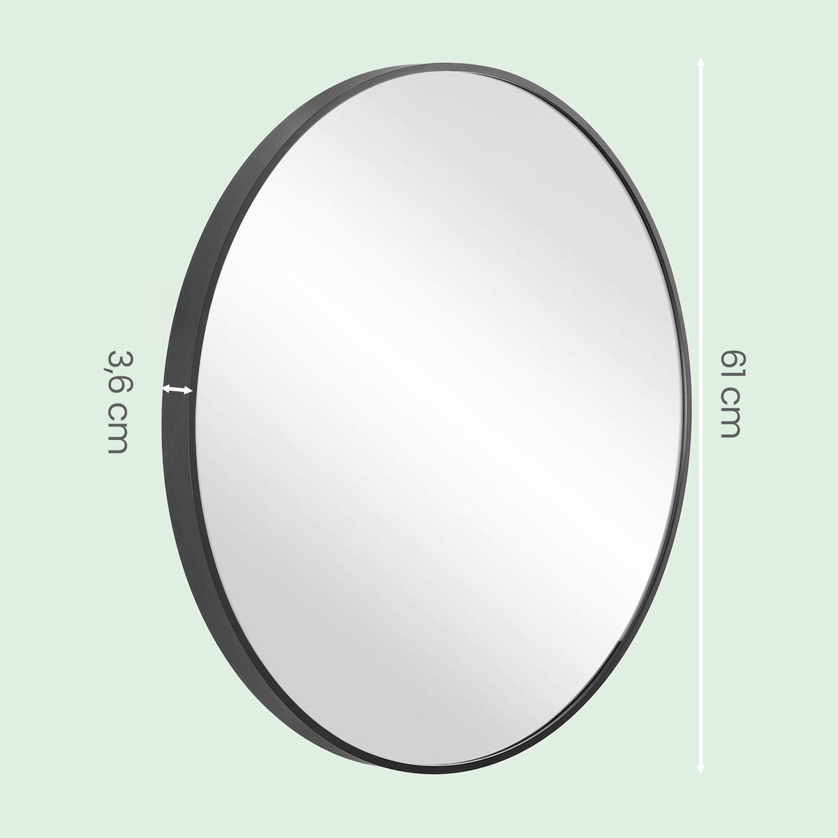 BADEZIMMERSPIEGEL 61/61/3,6 cm  - Schwarz, Trend, Glas/Metall (61/61/3,6cm) - Boxxx