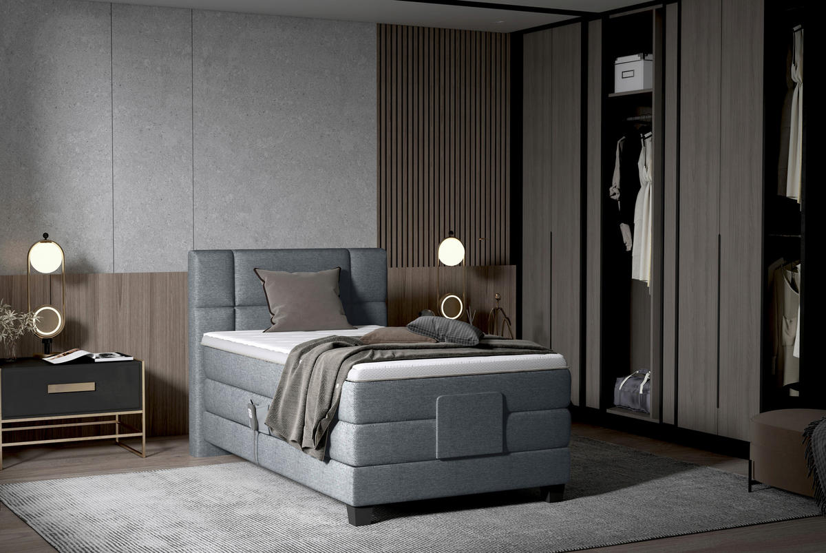 BOXSPRINGBETT 90/200 cm  in Graphitfarben  - Schwarz/Graphitfarben, KONVENTIONELL, Holz/Kunststoff (90/200cm) - Esposa