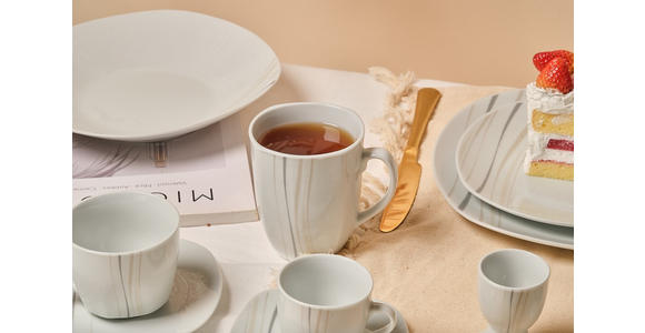 KOMBISERVICE Grau, Weiß, Sandfarben, Beige Concerto 62-teilig 6 Personen  - Sandfarben/Beige, Basics, Keramik - Novel