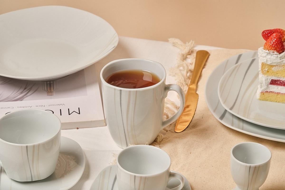 KOMBISERVICE Grau, Weiß, Sandfarben, Beige Concerto 62-teilig 6 Personen  - Sandfarben/Beige, Basics, Keramik - Novel