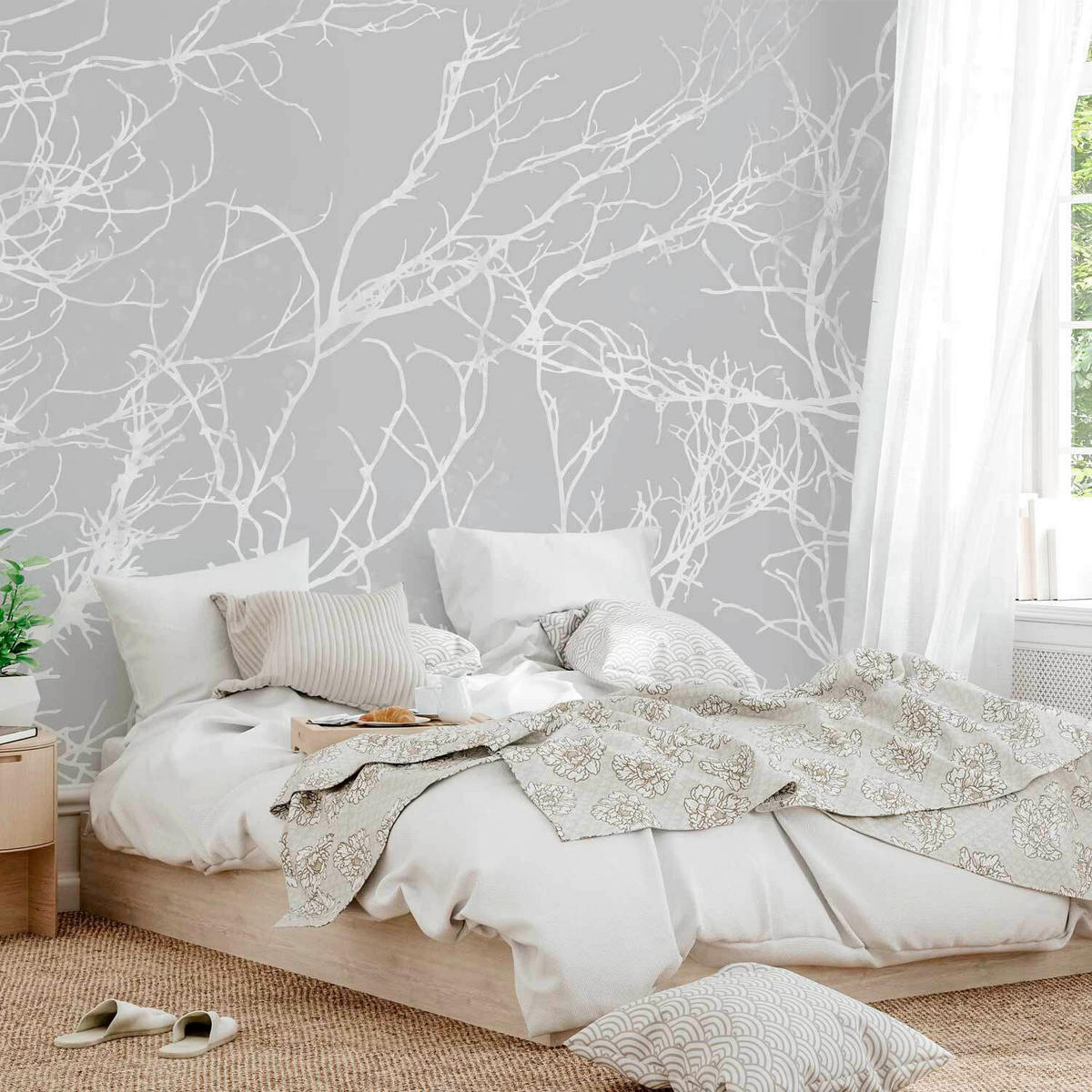 FOTOTAPETE  - Hellgrau/Weiß, LIFESTYLE, Textil (250/175cm) - artgeist