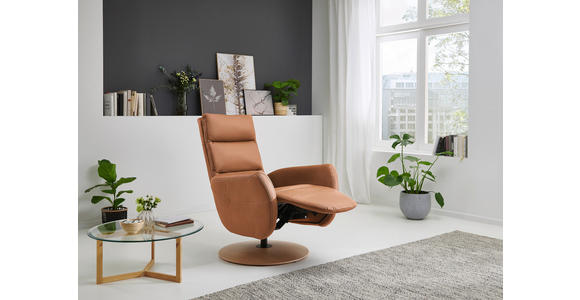 RELAXSESSEL Mikrofaser Relaxfunktion - Eiche Bianco/Braun, KONVENTIONELL, Holz/Textil (78/109/83cm) - Voleo