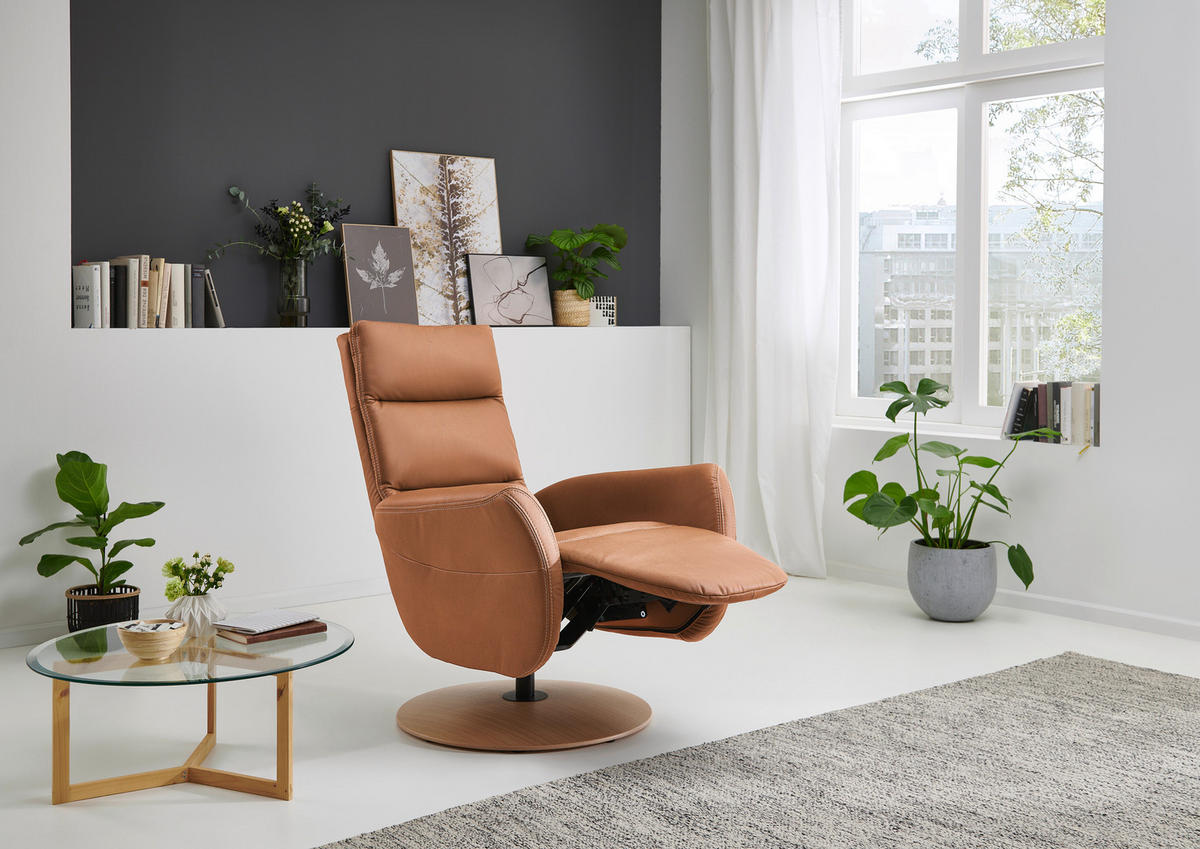 RELAXSESSEL in Textil Braun  - Eiche Bianco/Braun, Konventionell, Holz/Textil (78/109/83cm) - Voleo
