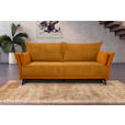 SCHLAFSOFA mit Liegefunktion, Rücken echt Cord, Flachgewebe Currygelb - Currygelb/Schwarz, KONVENTIONELL, Textil/Metall (223/72/100cm) - Carryhome