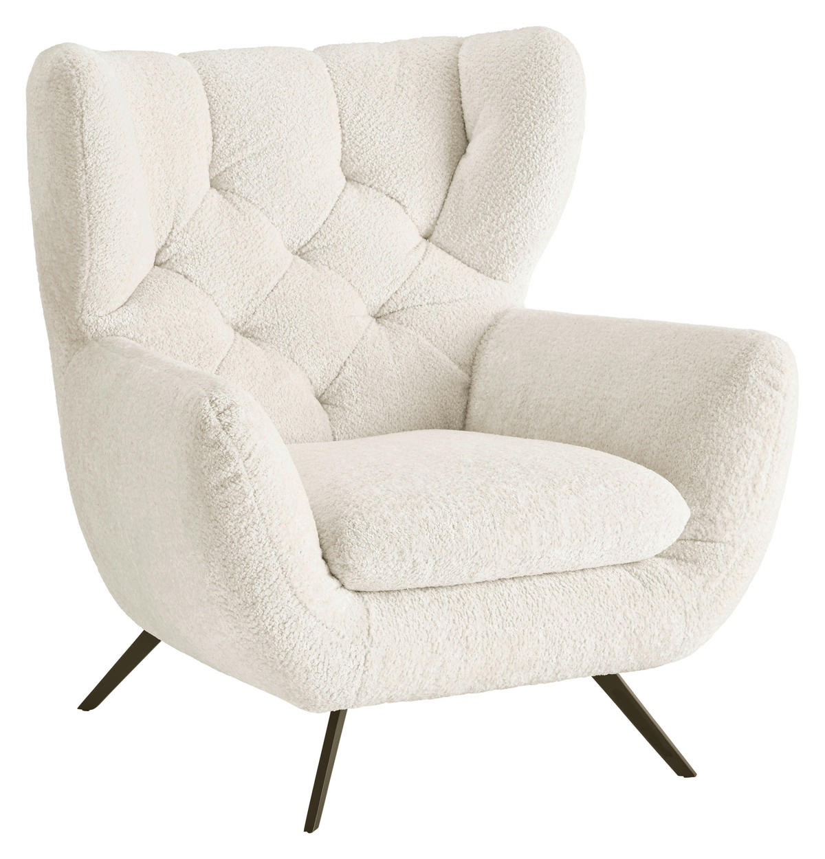 CHESTERFIELD-SESSEL Chenille Weiß  - Schwarz/Weiß, MODERN, Textil/Metall (100/94/95cm) - Pure Home Lifestyle