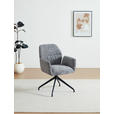 ARMLEHNSTUHL  Sitzfläche 360° drehbar, automatische Rückholfunktion Leinenoptik  - Schwarz/Grau, Design, Textil/Metall (62/89/63cm) - Dieter Knoll