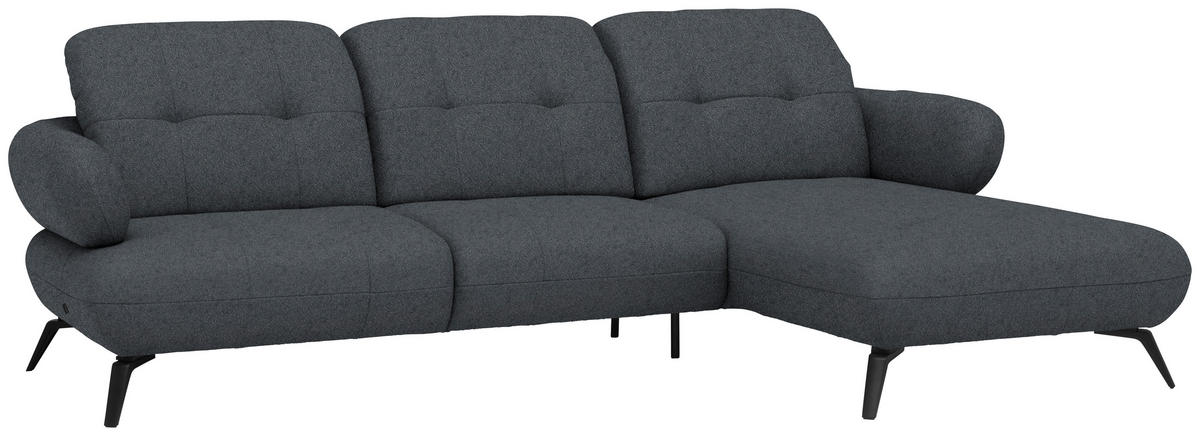 ECKSOFA Chenille Dunkelgrau  - Dunkelgrau/Schwarz, Design, Textil/Metall (282/189cm) - Novel