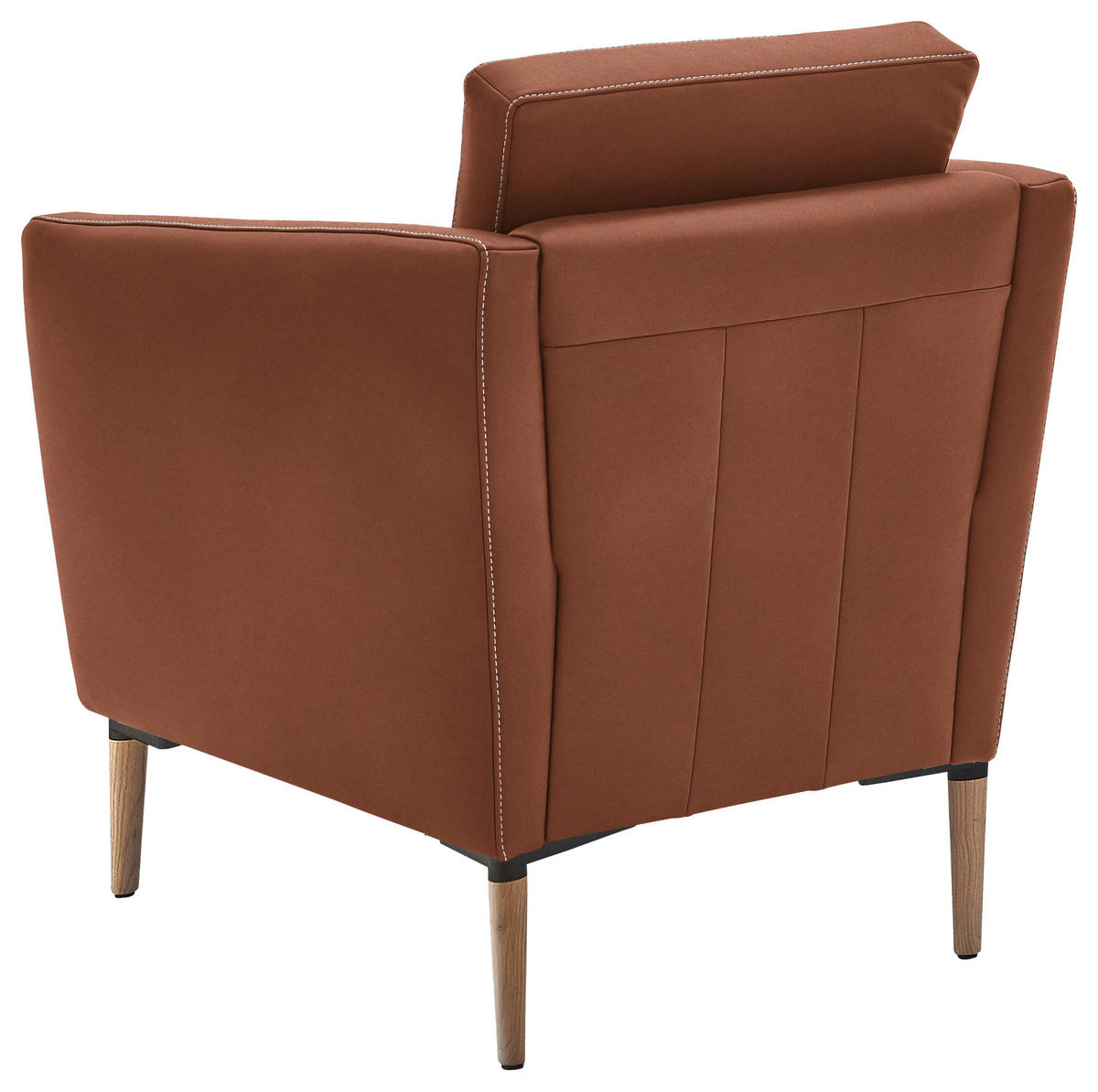 SESSEL in Echtleder Cognac  - Eichefarben/Cognac, Natur, Leder/Holz (75/84/76cm) - Valnatura