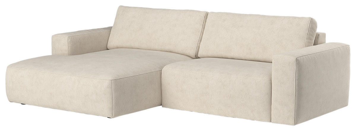 ECKSOFA in Mikrofaser Beige  175/283 cm  - Beige/Schwarz, MODERN, Kunststoff/Textil (175/283cm) - MID.YOU