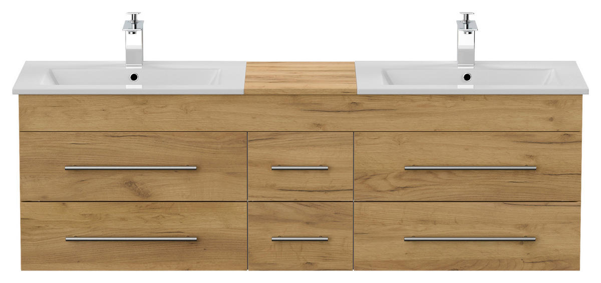 WASCHTISCHKOMBI 153 cm  - Eichefarben/Weiß, Basics, Keramik/Holzwerkstoff (153cm) - MID.YOU