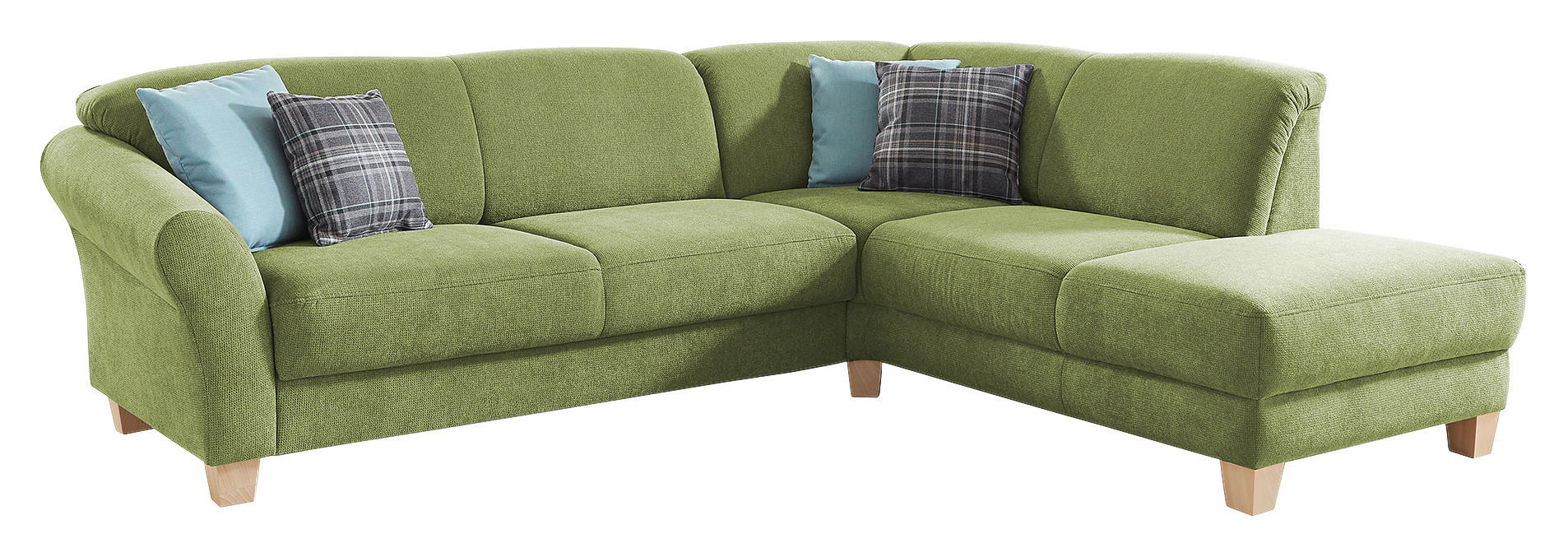 ECKSOFA in Flachgewebe Grün - Naturfarben/Grün, Konventionell, Holz/Textil (257/212cm) - Sit & More