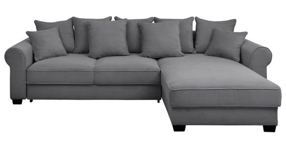 ECKSOFA Dunkelgrau Cord  - Dunkelgrau/Schwarz, KONVENTIONELL, Kunststoff/Textil (318/197cm) - Hom`in