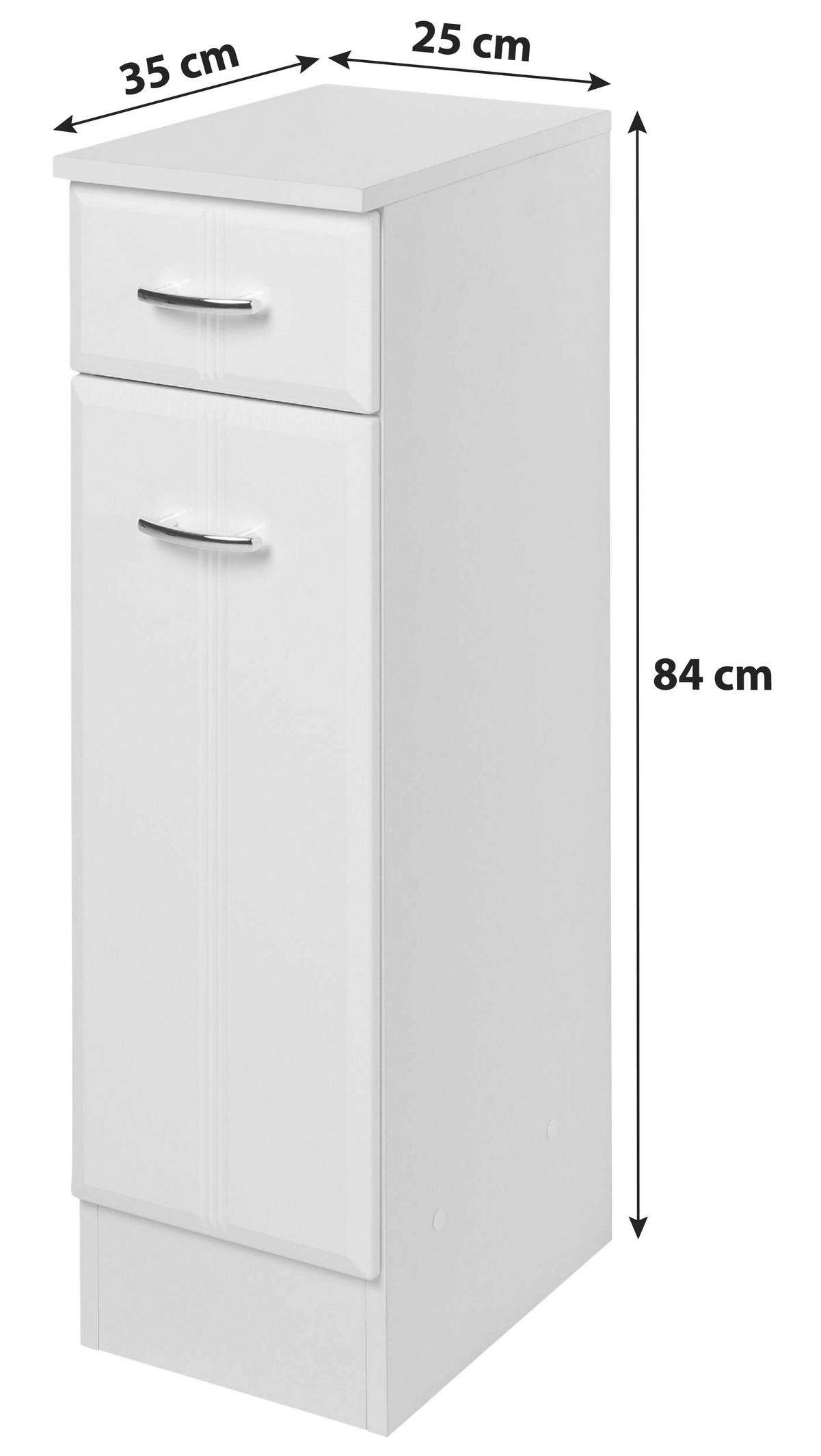 SPODNÁ SKRINKA, biela, 25/84/35 cm - biela/chrómová, Konventionell, kompozitné drevo/plast (25/84/35cm) - Held