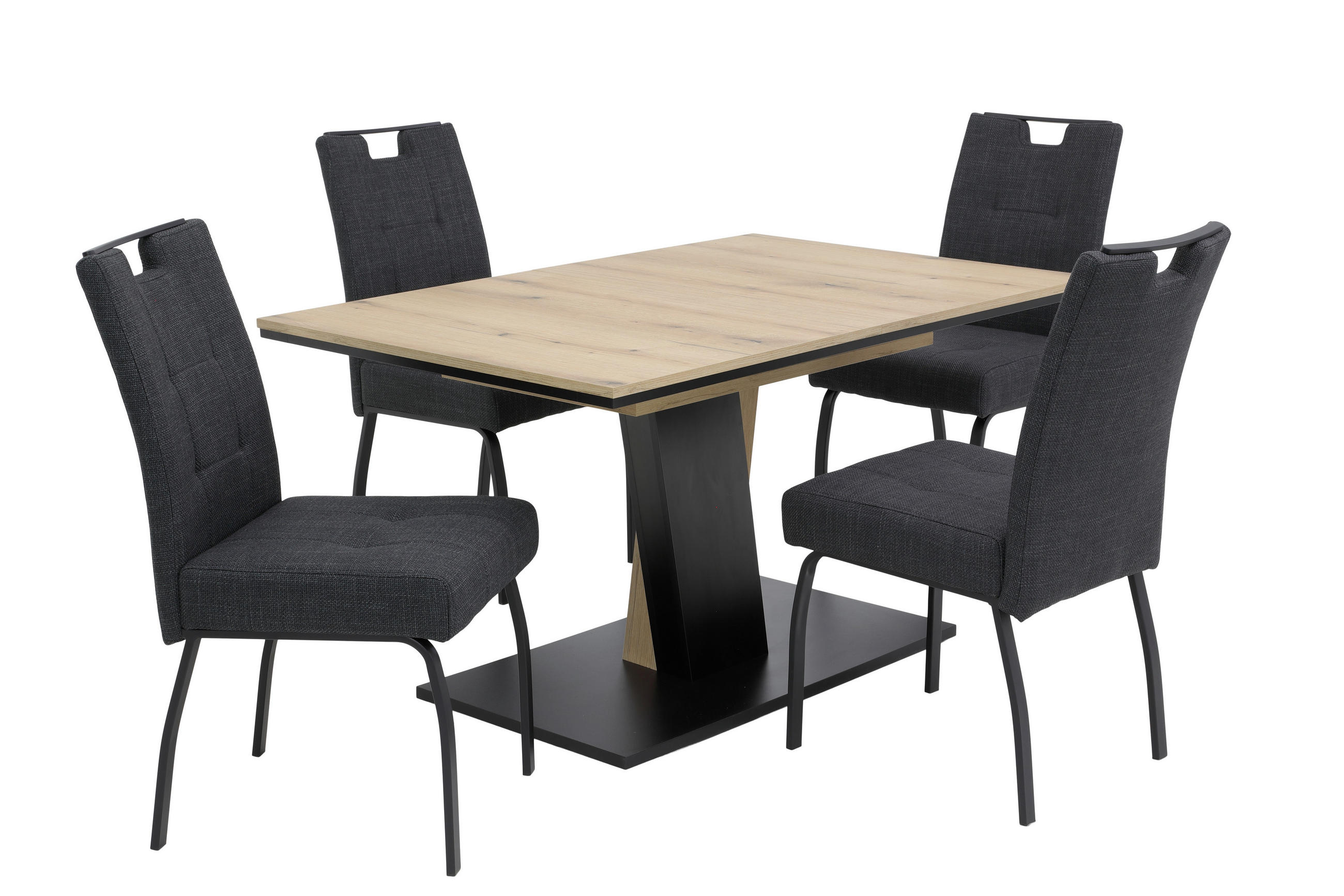 TISCHGRUPPE   - Eichefarben/Anthrazit, MODERN, Textil/Metall (140 - 180/76/90cm) - P & B