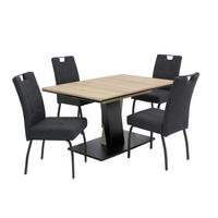 TISCHGRUPPE   - Eichefarben/Anthrazit, MODERN, Textil/Metall (140 - 180/76/90cm) - P & B