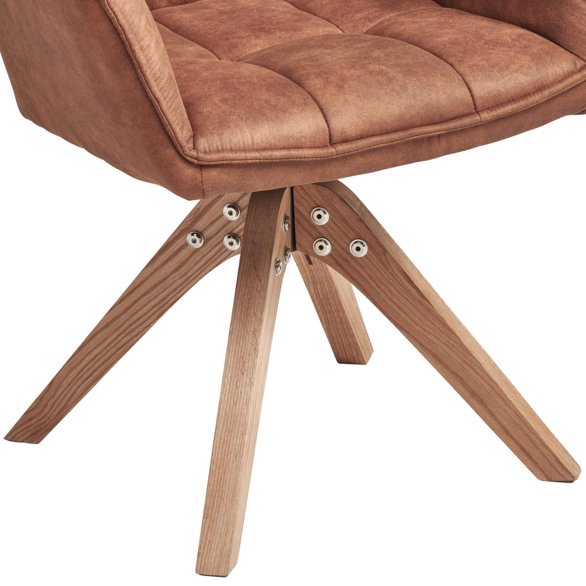 ARMLEHNSTUHL  Sitzfläche 360° drehbar, inklusive Armlehnen Webstoff  - Eichefarben/Orange, Basics, Holz/Textil (61/85/63cm) - MID.YOU