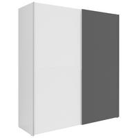 SCHWEBETÜRENSCHRANK 170/191/59 cm 2-türig Graphitfarben, Weiß  - Silberfarben/Graphitfarben, Basics, Holzwerkstoff/Kunststoff (170/191/59cm) - Boxxx
