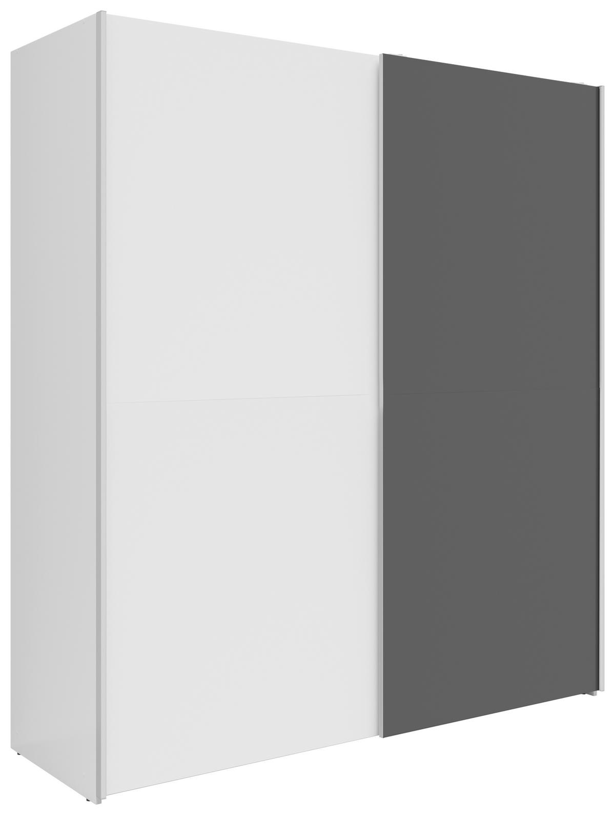 SCHWEBETÜRENSCHRANK 170/191/59 cm 2-türig Graphitfarben, Weiß  - Silberfarben/Graphitfarben, Basics, Holzwerkstoff/Kunststoff (170/191/59cm) - Boxxx
