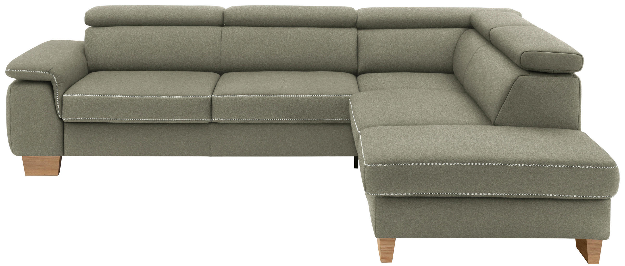 ECKSOFA Mikrofaser Grün  - Eichefarben/Beige, Lifestyle, Holz/Textil (226/273cm) - Beldomo System