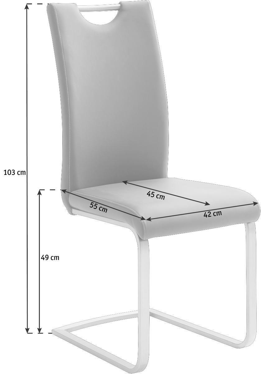 SCHWINGSTUHL  in Edelstahl Lederlook  - Edelstahlfarben/Creme, Design, Textil/Metall (42/103/55cm) - Novel