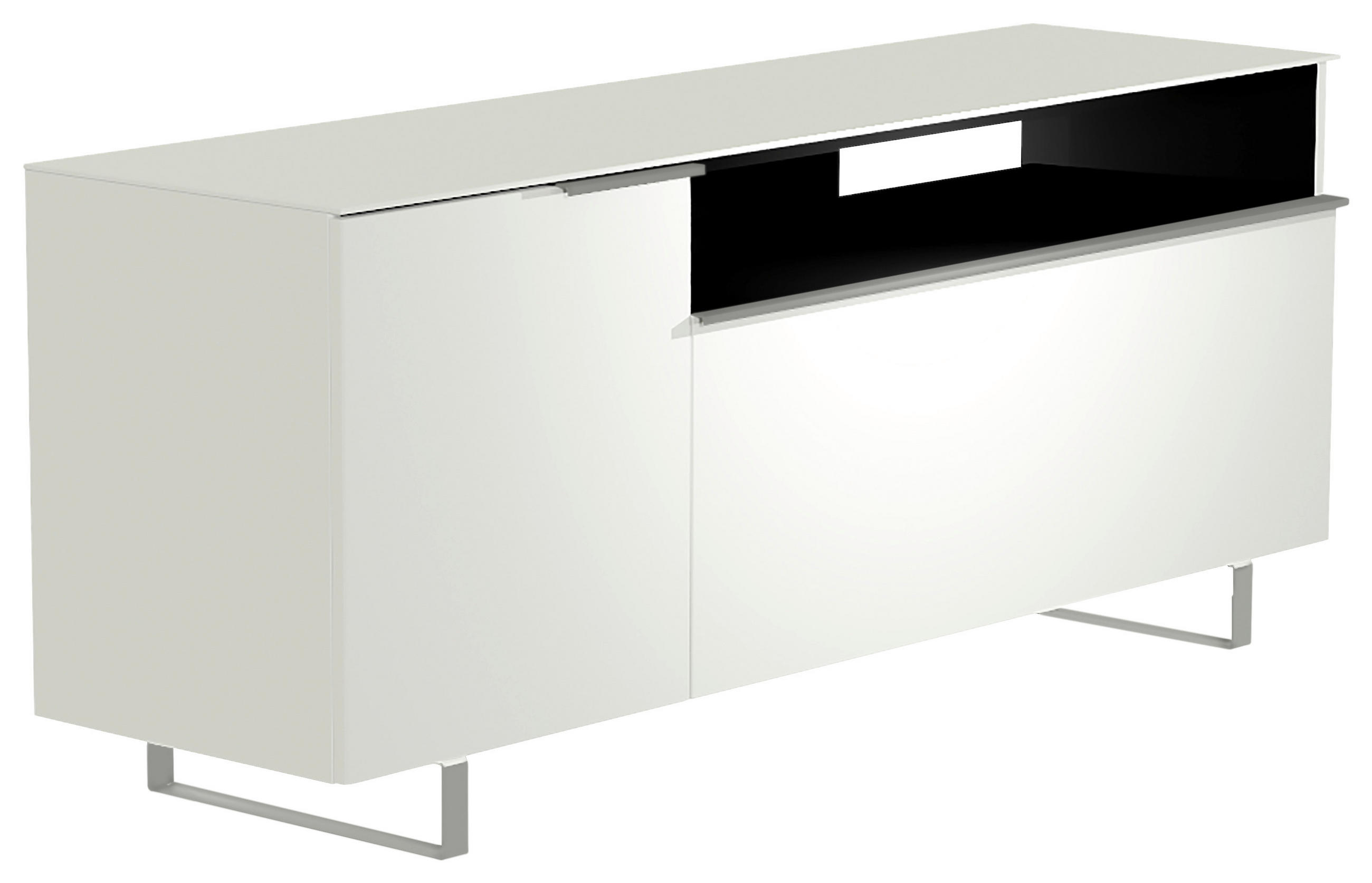 LOWBOARD  in 160/66/45 cm  - Weiss/Alufarben, Design, Glas/Holzwerkstoff (160/66/45cm) - Moderano