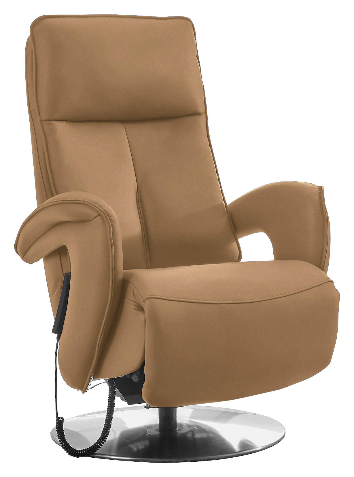 RELAXSESSEL in Leder Honig  - Chromfarben/Honig, Design, Leder/Metall (77/110/87cm) - Valdera