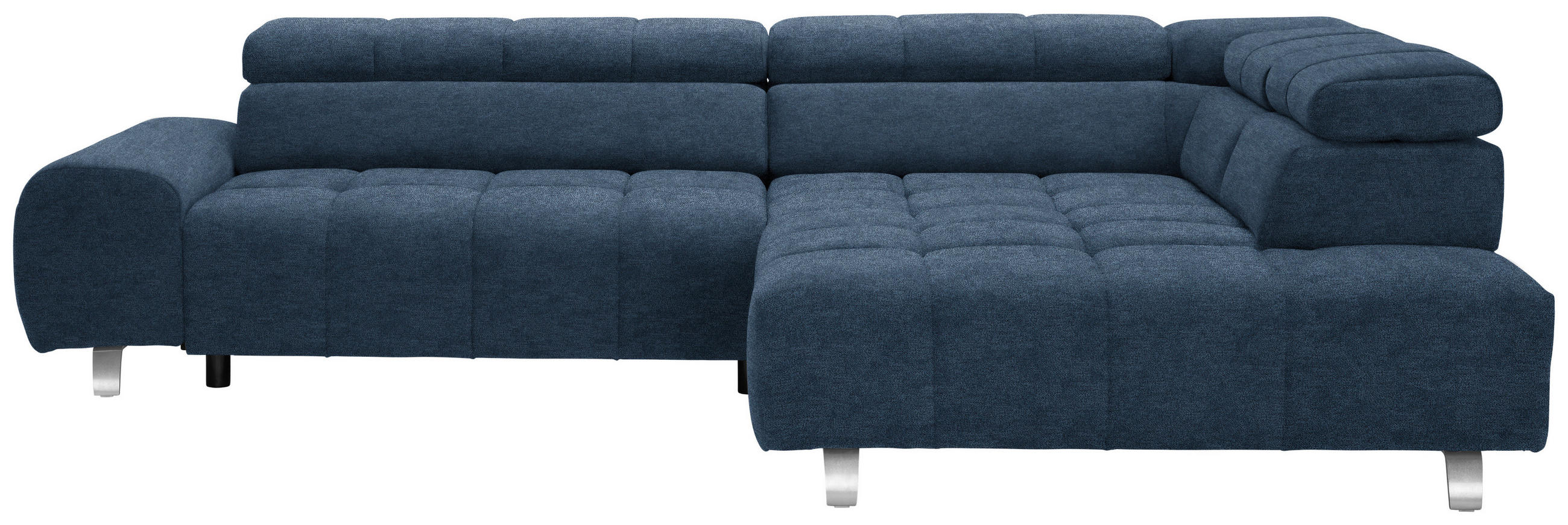 ECKSOFA Dunkelblau Webstoff  - Dunkelgrau/Silberfarben, Design, Textil/Metall (295/201cm) - Hom`in