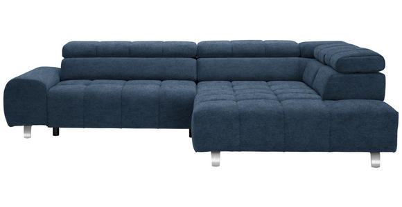 ECKSOFA  in Webstoff Dunkelblau  295/201 cm  - Dunkelgrau/Silberfarben, Design, Textil/Metall (295/201cm) - Hom`in