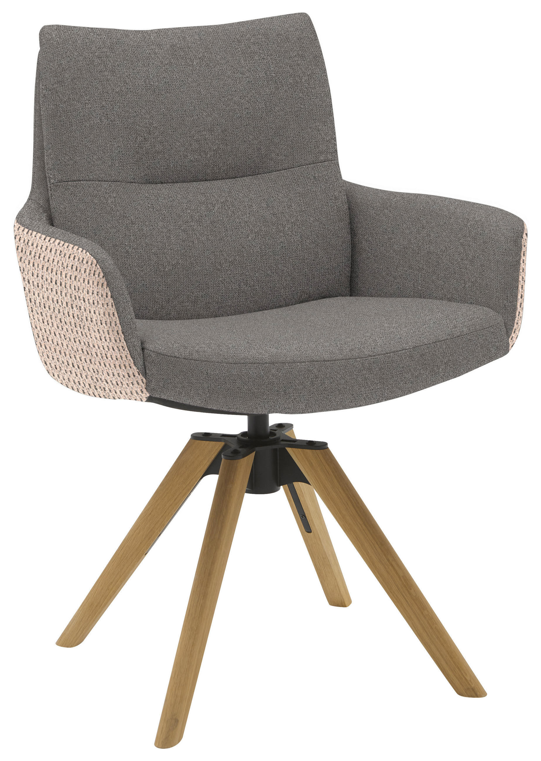 ARMLEHNSTUHL  Beinauswahl, Sitzfläche 360° drehbar, Stoff-/Lederauswahl Flachgewebe  Anthrazit, Hellgrau  - Anthrazit/Beige, Design, Holz/Textil (62/90/68cm) - Valnatura